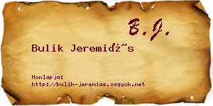 Bulik Jeremiás névjegykártya